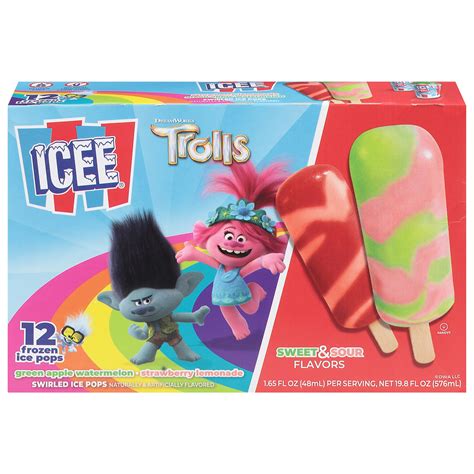 Icee Trolls Sweet And Sour Swirled Ice Pops Shop Bars And Pops At H E B