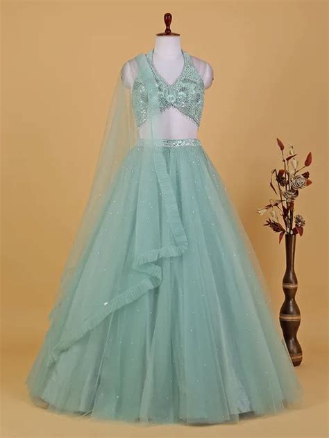 Beautiful Sea Green Net Lehenga Choli G Wlc United States