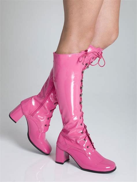 Hot Pink Boots Knee High Lace Up Perfect For A Party Gogo Boots