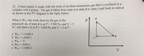 Solved 31. A cylinder with a piston. The as shown in the PV | Chegg.com