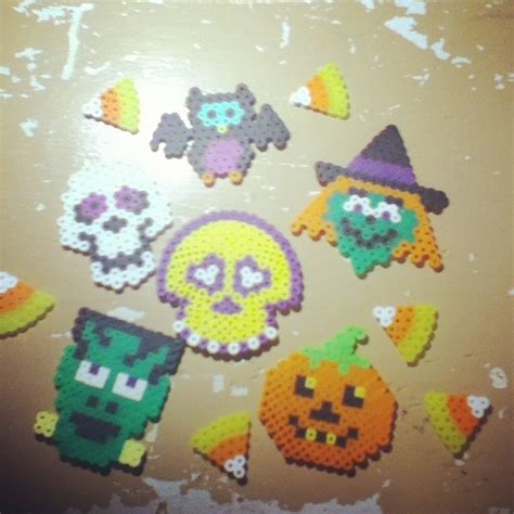 Halloween Decorations Made Out Of Perler Beads