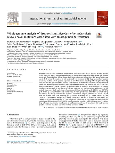 Pdf Whole Genome Analysis Of Drug Resistant Mycobacterium