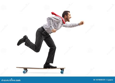 Businessman Riding A Longboard Stock Image Image Of Background Body