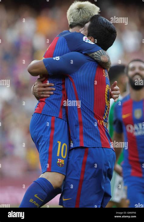 08/20/2016. Camp Nou, Barcelona, Spain. Lionel Messi goal celebration ...