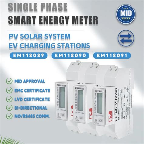 Energy EV Charger Meter RS485 DIN Rail Ptb Kwh Bidirectional Solar PV