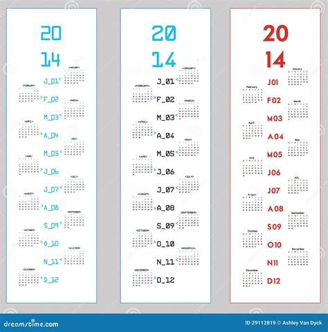 3 Calendarios Verticales Para 2014 Imágenes De Archivo Libres De