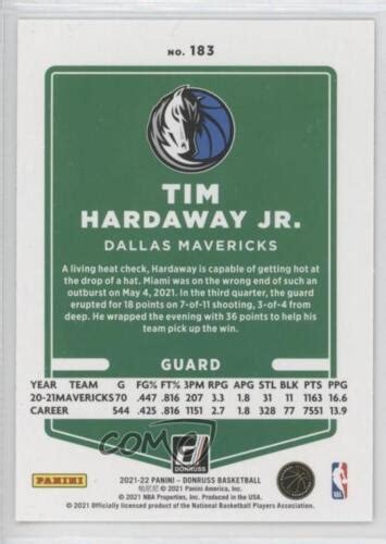 2021 22 Panini Donruss Holo Green Yellow Laser 183 Tim Hardaway Jr