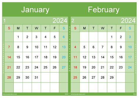 Jan And February 2024 Calendar Two Month