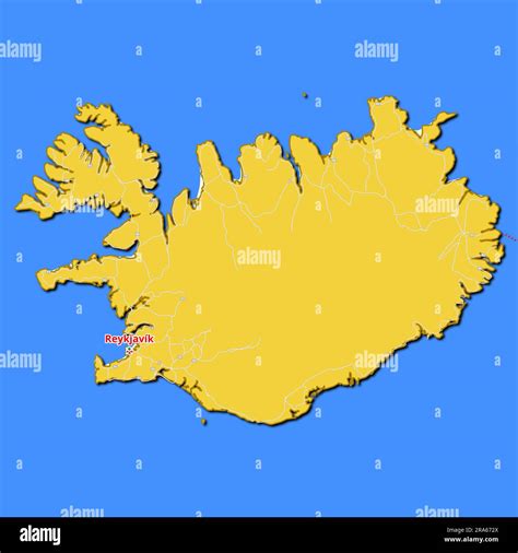 Map Of Iceland With Main Roads And Highways Stock Photo Alamy