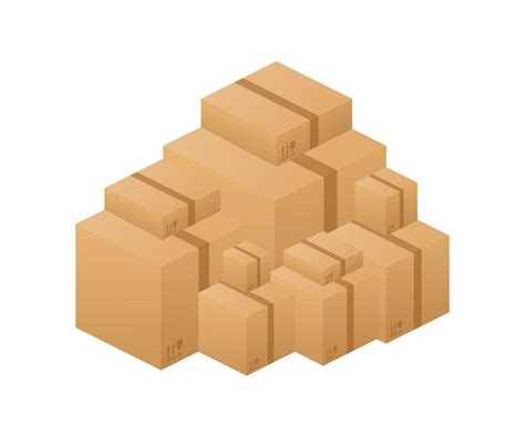 Pile Of Stacked Sealed Goods Cardboard Boxes Vector Illustration