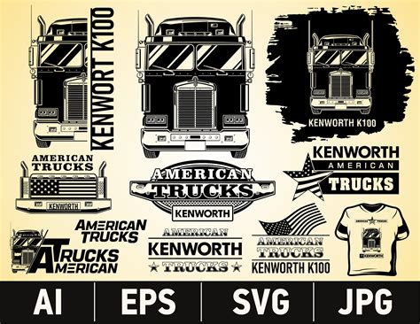 Classic American Semi Truck Svg Bundle Trailer Isolated Background