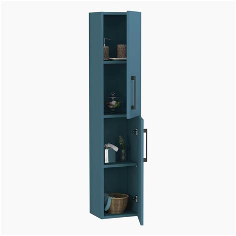 Modena 300mm Satin Blue 2 Door Wall Hung Tall Boy Cabinet Storage Unit Various Handle Royal