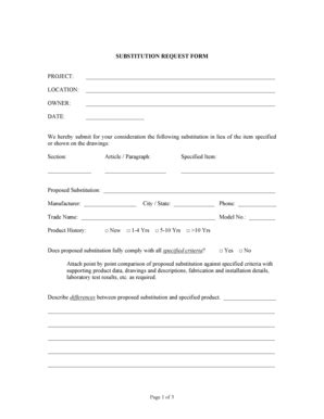 Fillable Online SUBSTITUTION REQUEST FORM Hogan Construction Group