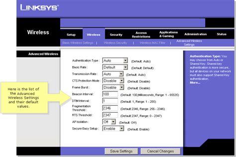 Linksys Official Support Identifying The Advanced Wireless Settings