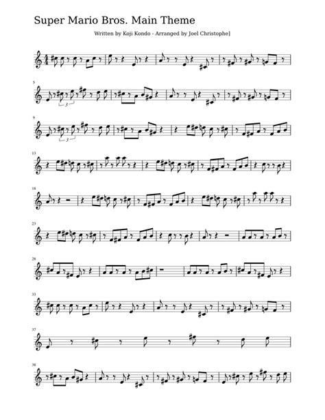 Super Mario Theme Alto Sax Sheet Music For Saxophone Other Solo