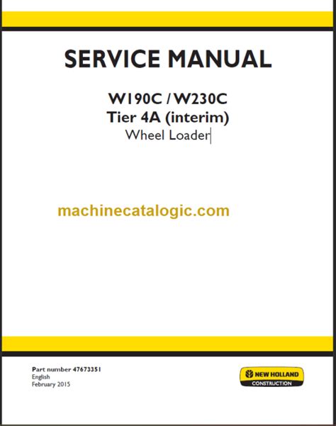 New Holland W C W C Tier A Service Manual Machine Catalogic