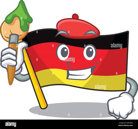 Artist Germany Flag Cartoon Isolated The Mascot Stock Vector Image