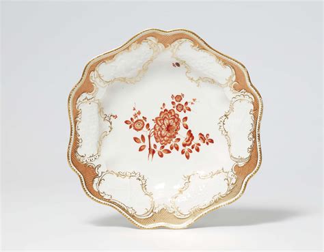 A Meissen Porcelain Soup Bowl From The Service With The Iron Red Mosaic