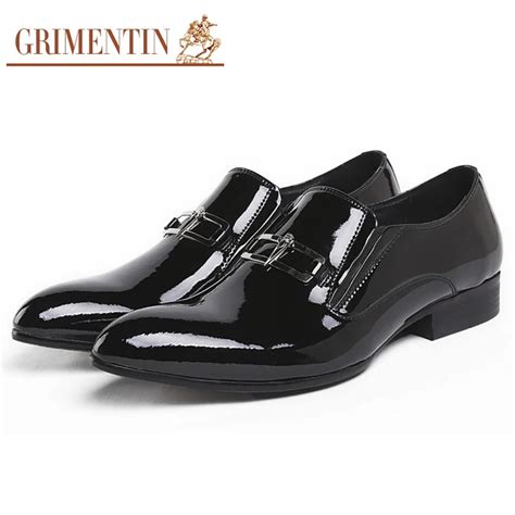 Buy Italian Fashion Mens Dress Shoes Genuine Patent Leather Black Wedding Male