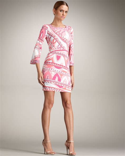 Lyst - Emilio Pucci Square Neck Dress in Pink