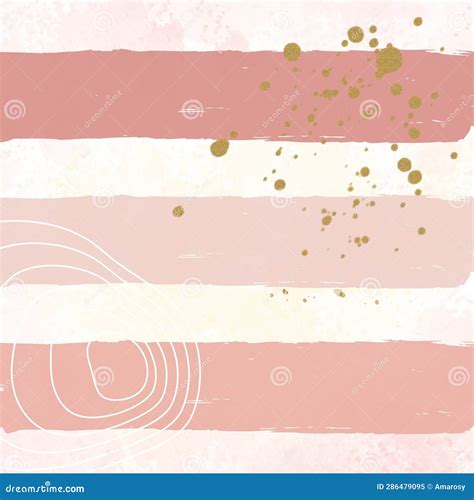 Blush And Gold Abstracts With Boho Elements Background Stock