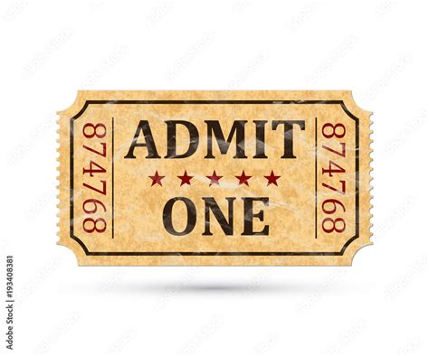 Admit One Ticket Vintage Admission Ticket Isolated On White Background