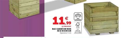 Promo Bac Carré En Bois 40 X 40 X 39 Cm chez Hyper U iCatalogue fr