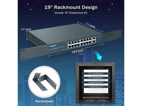 YuanLey 16 Port Gigabit PoE Switch With 2 Gigabit Uplink 16 PoE Port