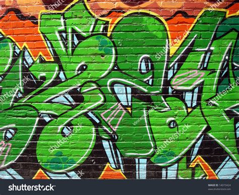 Green Full Graffiti On Brick Stock Photo 14073424 Shutterstock