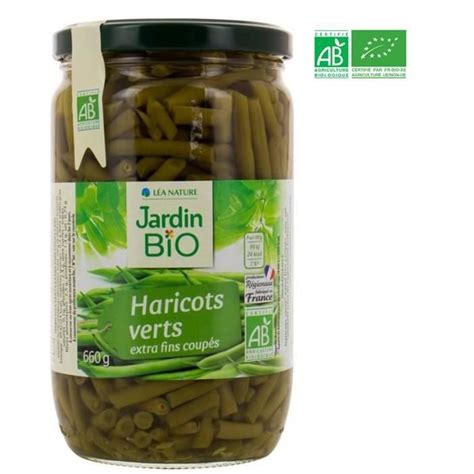 JARDIN BIO Bocal De Haricots Verts Extra Fins Bio 660g Achat