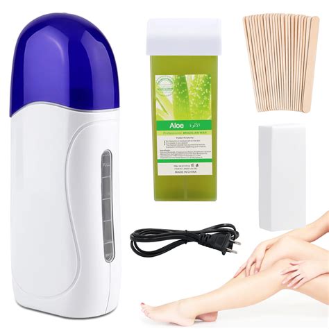 Pinkiou Roll On Wax Warmer Kit Portable Home Waxing Kit Wax Roller Kit For Hair Removal Men