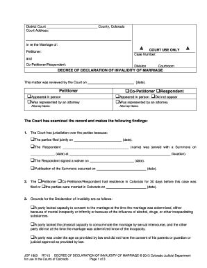 Fillable Online Courts State Co Summons For Declaration Of Invalidity