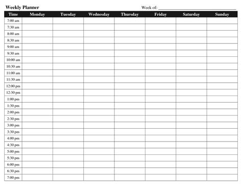 Free Printable Daily Planner Minute Intervals Weekly Calendar