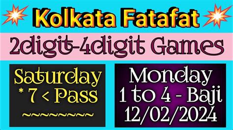 Kolkata Ff Digit Digit To Baji Game Monday