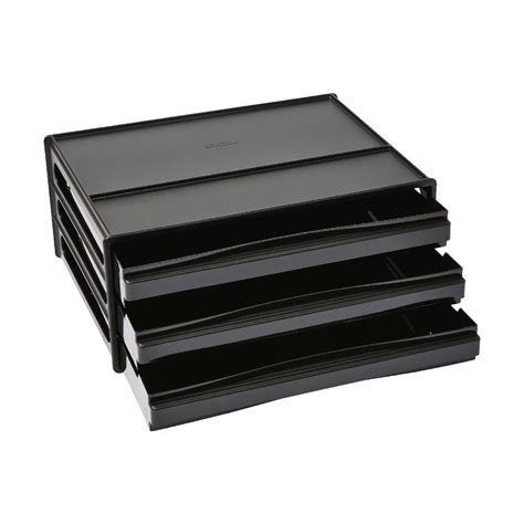 J Burrows Desktop File Storage Organiser 3 Drawer Black Officeworks