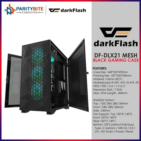 DarkFlash DLX21 Black MESH LUXURY ATX Gaming PC Case Included