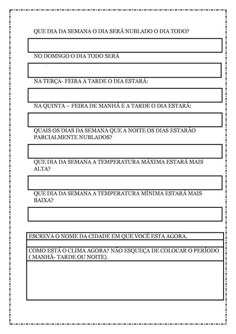 Atividades Para Imprimir Previs O Do Tempo E Temperatura Pedagoga