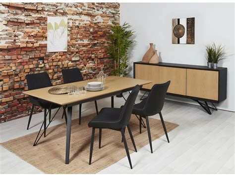 Table De Repas Extensible ST MORE Noir Et Marron Plateau Bois Pieds