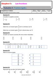 Examen Fractions Simples Eme Primaire Bilan Et Controle Corrig