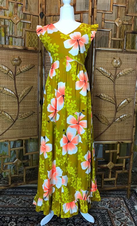 Vintage Keliis Of Hawaii 1960s Hawaiian Maxi Dress With Etsy