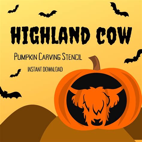 Highland Cow Pumpkin Stencil Etsy