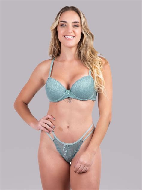 Conjunto de Bojo Rendado Sustentação Lingerie Sexy Calcinha Tanga Verde