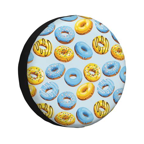 Rv Spare Tire Cover 16 Inch Yellow Blue Donut Print Tire Covers For