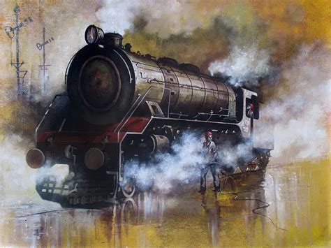 Nostalgic paintings of steam trains