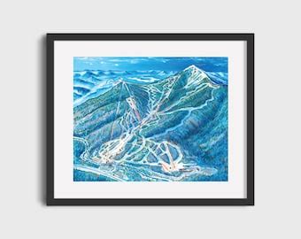 Mammoth Mountain Ski Trail Map Ski Map Ski Art Ski Decor Ski