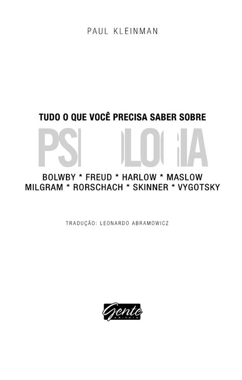 Kleinman P Tudo O Que Você Precisa Saber Sobre Psicologia Psicologia