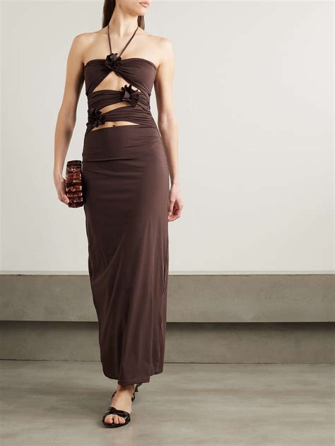 Maygel Coronel Veranera Cutout Stretch Jersey Halterneck Maxi Dress