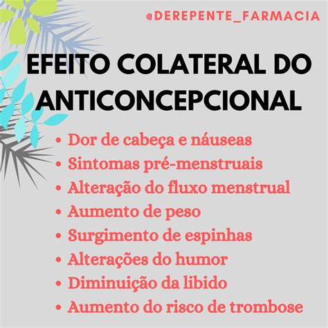 Efeito Colateral De Anticoncepcional - Efeito colateral do anticoncepcional - Farmacologia I