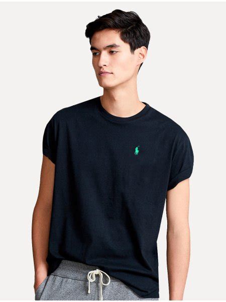 Camiseta Ralph Lauren Masculina Custom Slim Fit Green Icon Preta