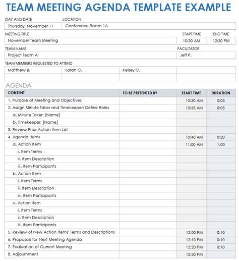 Free Team Meeting Templates Smartsheet